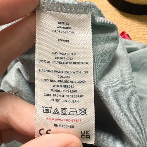 We Wander Light Turquoise Audrina Performance Criss Cross Back Workout Top 2X - Picture 8 of 8